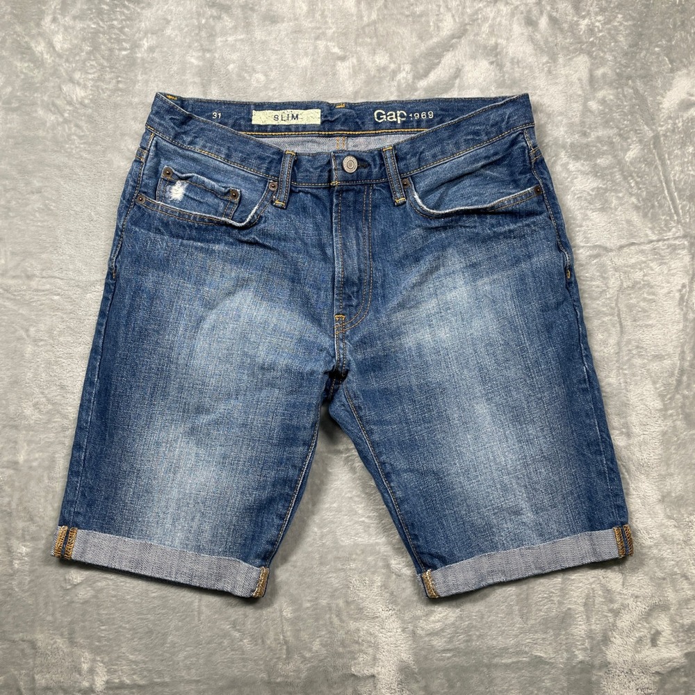 Gap 1969 Slim Fit Denim Shorts Blue Wash Size 31